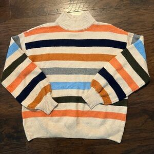 St. John's Bay Women’s Sweater - Orange, Blue, Green, Cream Stripes Size XL.
